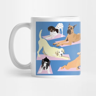 Yoga Dogs Denim Blue and Pink Mug